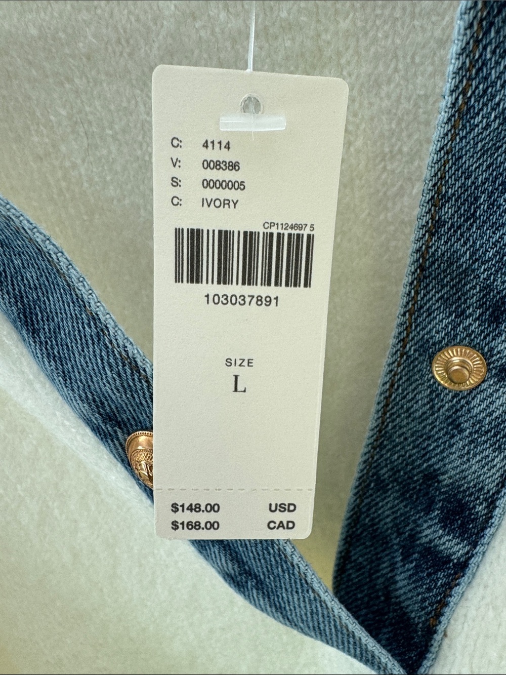 Maeve White Knit Sweater with Denim Collar - Picture 2 of 2